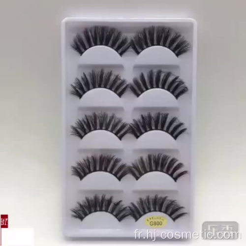 Vegan Eyelashes marque privée maquillage naturel cils de vison 3D 5 paires / boîte